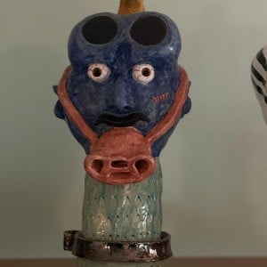 Kunstwerk hoofd blauw